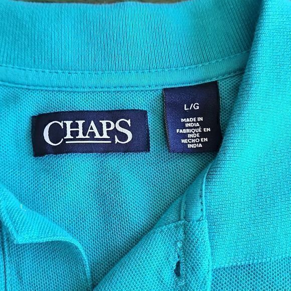 Chaps Bluebird Turquoise Short Sleeve100% Cotton Polo Shirt Sz L - Picture 9 of 10